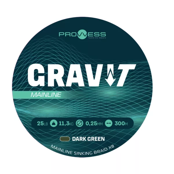 Prowess Gravi-T Mainline Braid X8 Vert foncé Coulant 0,35mm 300m Tresse principale