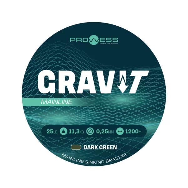 Prowess Gravi-T Mainline Braid X8 Tresse coulante Vert foncé 0,35mm 1200m