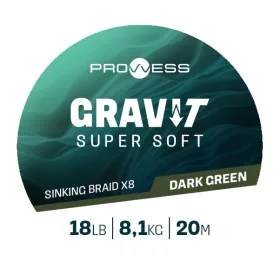   Prowess Gravi-T Super Soft X8 Bas de ligne tressé coulant Vert foncé 18lb 20m