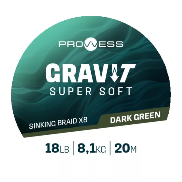 Prowess Gravi-T Super Soft X8 Vert Foncé Tresse bas de ligne coulante 35lb 20m