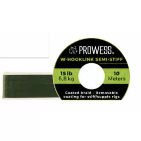   Prowess W-HOOKLINK SEMI-STIFF BRAID 15LB GREEN tresse d'avant-plan pour bouillette, tresse enduite