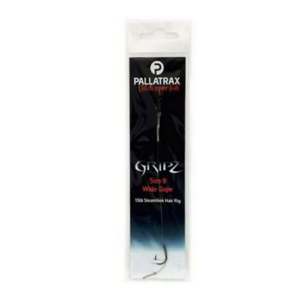 Pallatrax Gripz Wide Gape Hair Rigs 6 25lb Bas de Ligne Monofil Pré-Monté Steamlink