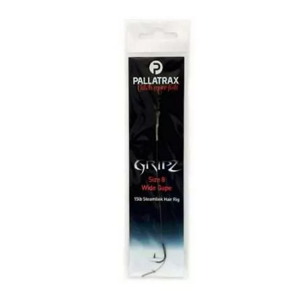 Pallatrax Gripz Wide Gape Hair Rigs 8 12Lb Braid Bas de ligne monté tressé