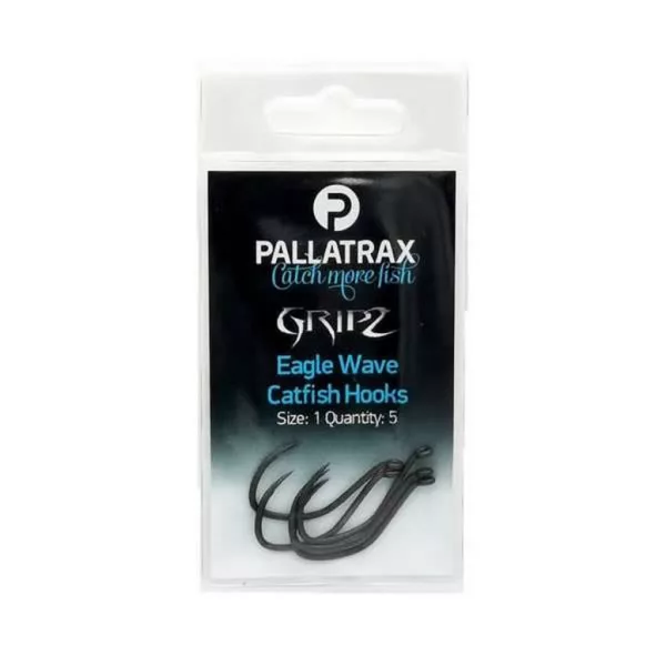 Pallatrax Gripz Catfish Hooks 1/0 Hameçon à silure sans ardillon à œillet 5pcs