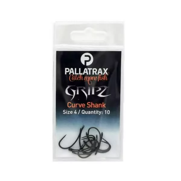 Pallatrax Gripz Curve Shank 8 Hameçon Carpe sans Ardillon à Œillet, 10 pièces