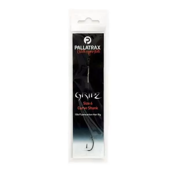 Pallatrax Gripz Curve Shank Hair Rigs 6 25lb Steamlink Monofil Hameçon Pré-monté