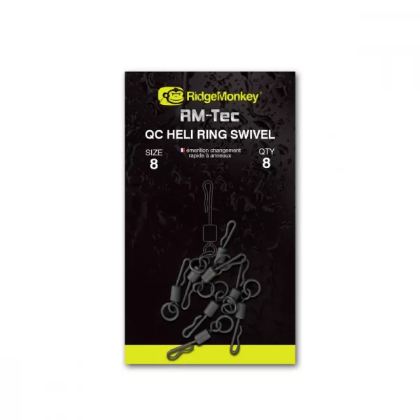 Ridgemonkey Rm-Tec Quick Change Heli Ring Swivel Taille 8 Émerillon à Changement Rapide 8 Pièces