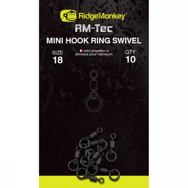 Ridgemonkey Rm-Tec Mini Hook Ring Swivel Micro Émerillon Annulaire 10Db