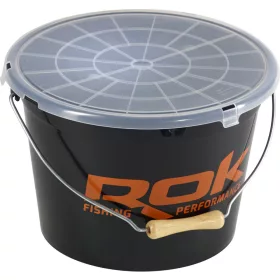   ROK Seau à appâts noir de 13 litres et ensemble de récipients mélangeurs de 4 litres avec couvercle