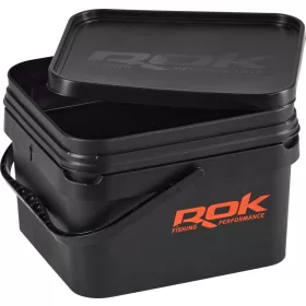   ROK Kit Seau à Appâts Carré de 10 Litres avec Insert et Couvercle Noir