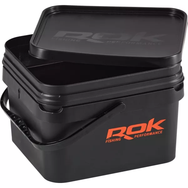 ROK Kit Seau à Appâts Carré de 10 Litres avec Insert et Couvercle Noir