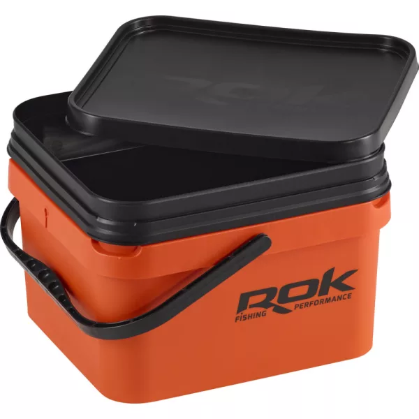 ROK Kit Seau à Appâts Carré de 10 Litres avec Insert et Couvercle Orange