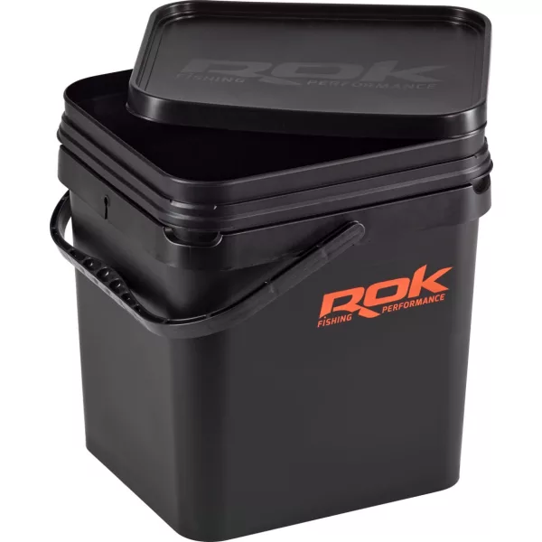 ROK Kit Seau à Appâts Carré de 17 Litres avec Insert et Couvercle Noir