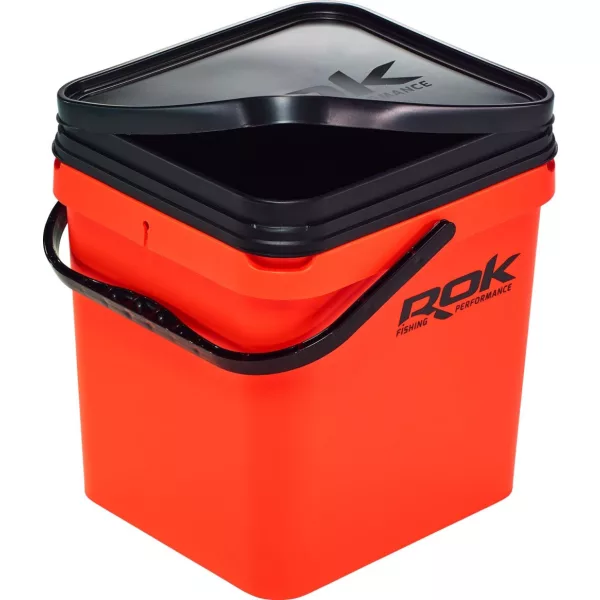ROK Kit Seau à Appâts Carré de 17 Litres avec Insert et Couvercle Orange