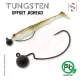 Sakura - TÊTE PLOMBÉE OFFSET TUNGSTÈNE 3/32 - 2,7G / Hameçon #2/0 x 2pcs (Noir) - TÊTE PLOMBÉE