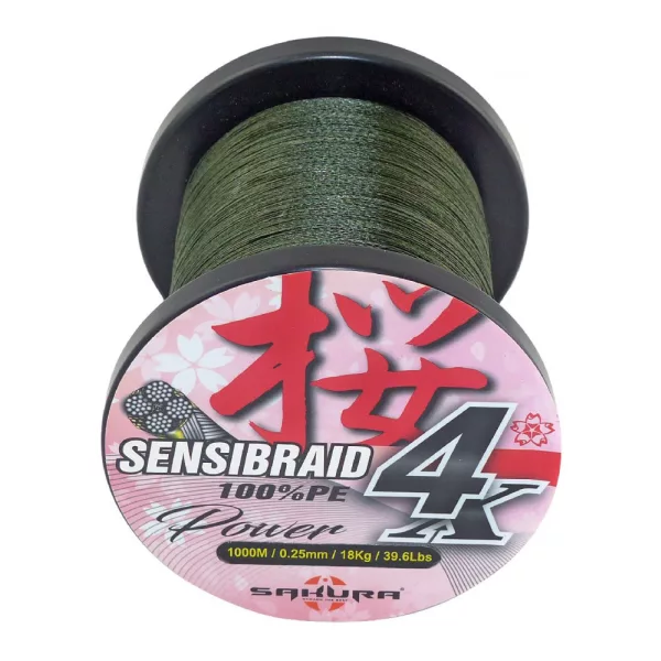Sakura Sensibraid 4 tresse - GREEN 1000 M - 0.30 mm / 20Kg / 44Lbs