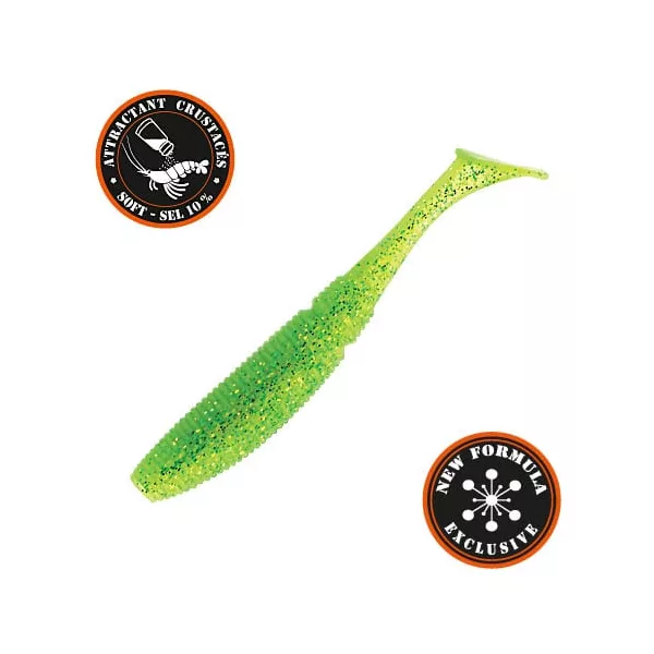 Sakura SLIT SHAD EVO 50 Leurre souple Ghost Lime Chart) X 8 pièces - leurre souple 50mm - 8pcs