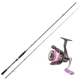   Sakura Stingray EGI STS 822 M 2,48m 7-30gr Canne à pêche spinning 2 parties Stingray EGI 2.0 2506 FD avec moulinet, avec ligne