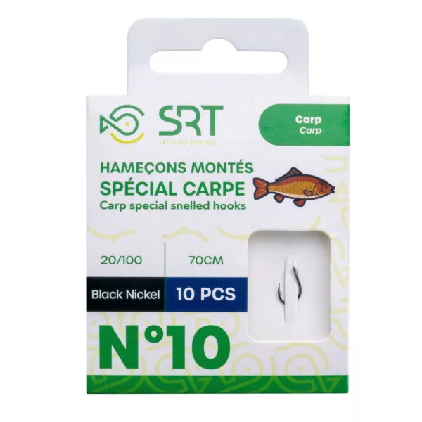 Sert Hook To Nylon Special Carpe 10 Hameçon pré-monté à palette, Avec ardillon 10 pièces