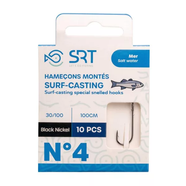 SRT Surf-Casting Special 0,45mm 100cm Monofil 2/0 Hameçon Pré-monté 10pcs