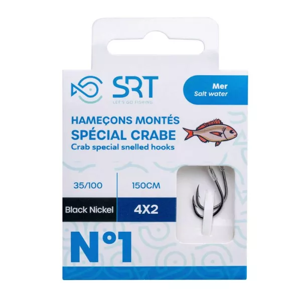 SRT Crab Rigged Special 0,30mm 150cm Monofil 2 Hameçon monté 4x2db