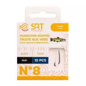   SRT Trout Worm Special 0,14mm 70cm Monofil 12 Hameçons Montés 10 pièces