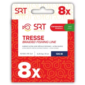 Sert Tresse 8x SRT Ligne Tressée Vert Mousse 0,24mm 135m