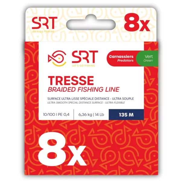 Sert Tresse 8x SRT Ligne Tressée Vert Mousse 0,24mm 135m