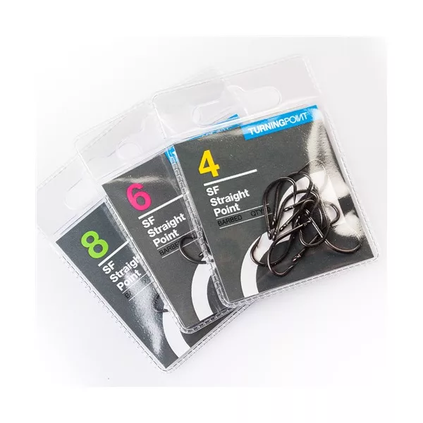 Spotted Fin Straight Point Barbed Hameçon barbelé - Taille 6