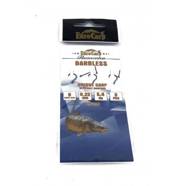 EuroCarp Bas de ligne monofil Feeder pré-noué avec piques à appâts - Unique Carp Barbless 12