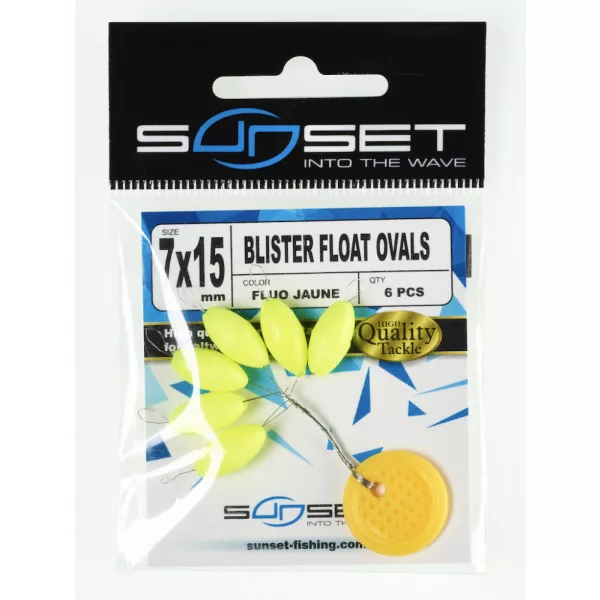 Sunset - FLOTTEUR BLISTER OVALE JAUNE FLUO 7x15mm - Butée
