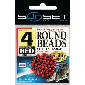   Sunset - HARD ROUND BEADS RED / SILVER 3mm X42 - Perle en caoutchouc