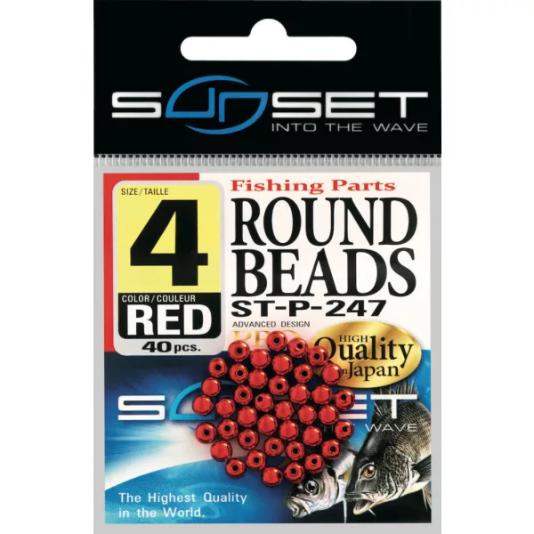 Sunset - HARD ROUND BEADS RED 4mm X40 - Perle en caoutchouc
