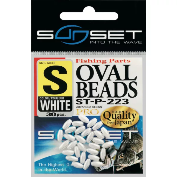 Sunset - HARD OVAL BEADS WHITE 8x3,8mm X25 - Perle en caoutchouc