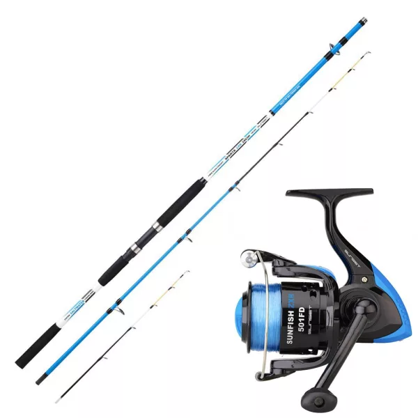 Sunset Sparta ZXR 240-3+1 Heavy Canne et Sunfish ZXR 501 FD Moulinet Kit de pêche en mer
