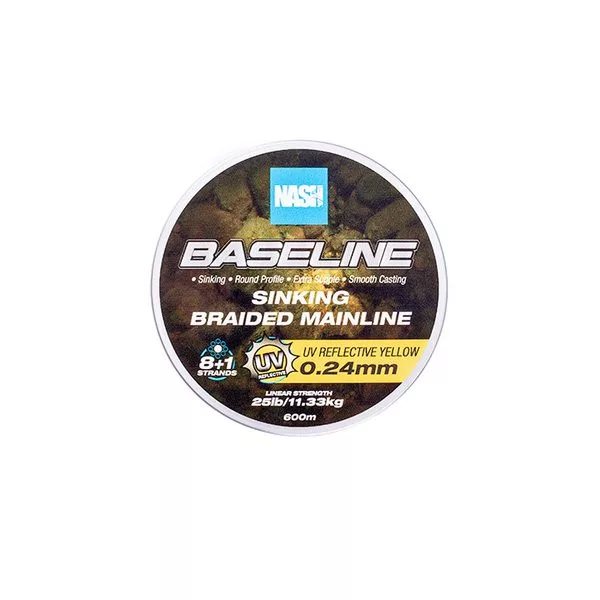 Nash Baseline Sinking UV Yellow 0.24mm 600m Ligne Principale Tressée