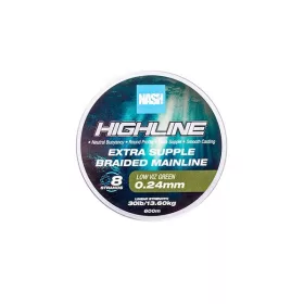   Nash Highline Extra Supple Low Víz Green 0.24mm 600m Ligne Principale Tressée