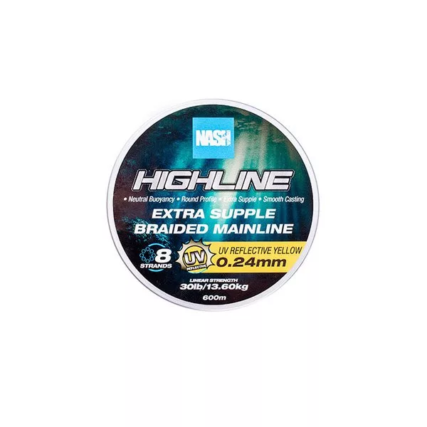 Nash Highline UV Jaune 0,18mm 600m Ligne principale tressée