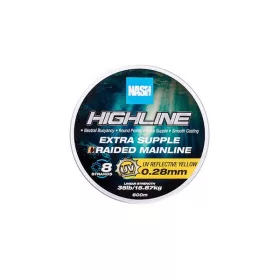   Nash Highline Extra Souple UV Jaune 0.28mm 600m Ligne principale tressée