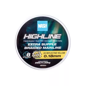   Nash Highline Extra Souple UV Jaune 0.18mm 1200m Ligne principale tressée