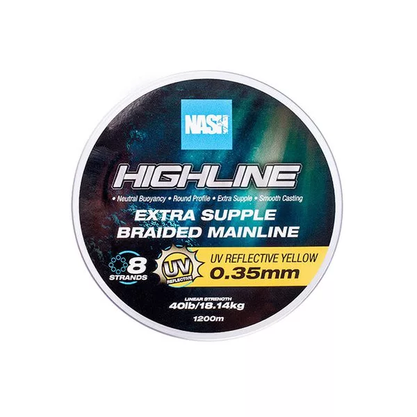 Nash Highline UV Jaune 0,35mm 1200m Ligne principale tressée