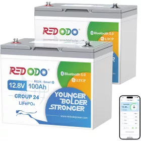 Redodo LiFePO4 12V 100Ah 1,28kWh Group24 BlueTooth Batterie