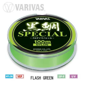   Varivas Kurodai Special Vep Mono Flash Green 100m #2 0,235mm Fil de pêche principal Monofilament