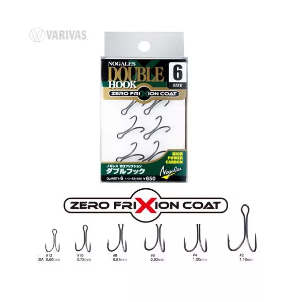 Varivas Nogles Zero Friction #8 Double Hameçon Barbelé à Œillet 6 pièces