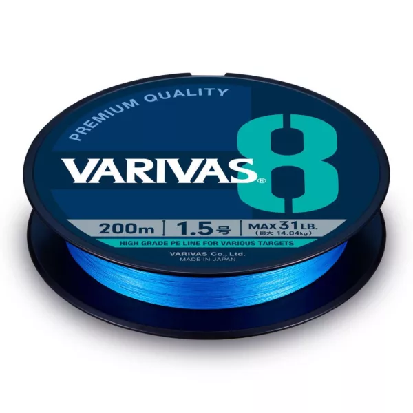 Varivas PE 8 Blue Edition 150m #0,8 0,148mm 16lb Fluo Ocean Blue Fil de pêche tressé