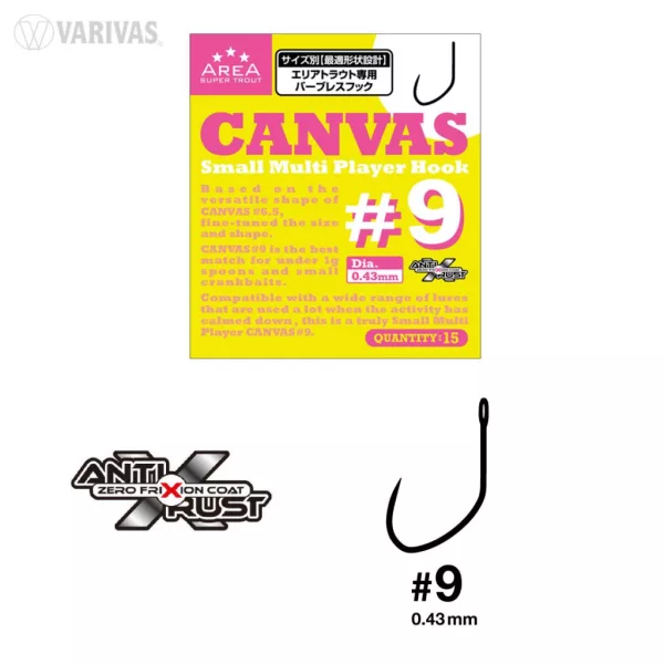 Varivas Super Trout Area Tournament Canvas #9 Petit Polyvalent Hameçon Sans Ardillon 15 pcs