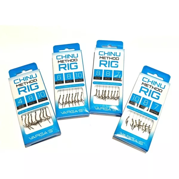 Vargas Chinu Method Rig 6 Füles, Szakállas Előkötött Horog 10mm Csalitüskével 8db