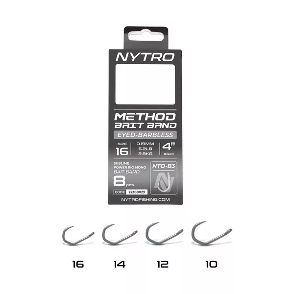 Nytro NTO-B3 12 0,23mm 10cm Előkötött Füles, Szakáll Nélküli Quick-Stop Horog 8db