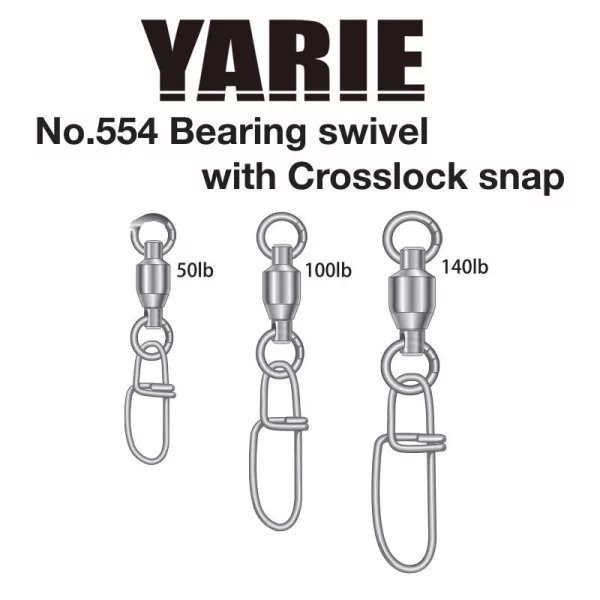Yarie 554 Crosslock Bearing Swivel 140lb Émerillon 3pcs