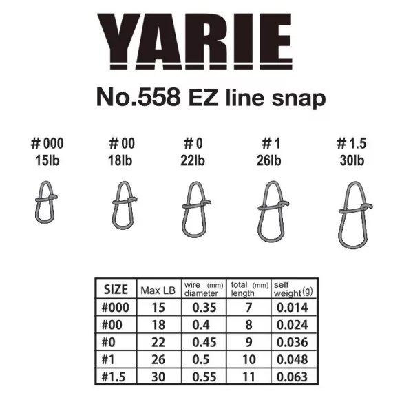 Yarie 558 Ez Line Snap 18lb 00 Agrafe 11pc